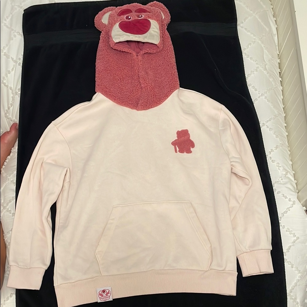Disney Pixar Toy Story Lotso character Pink Cream Hoodie sweatshirt small/medium